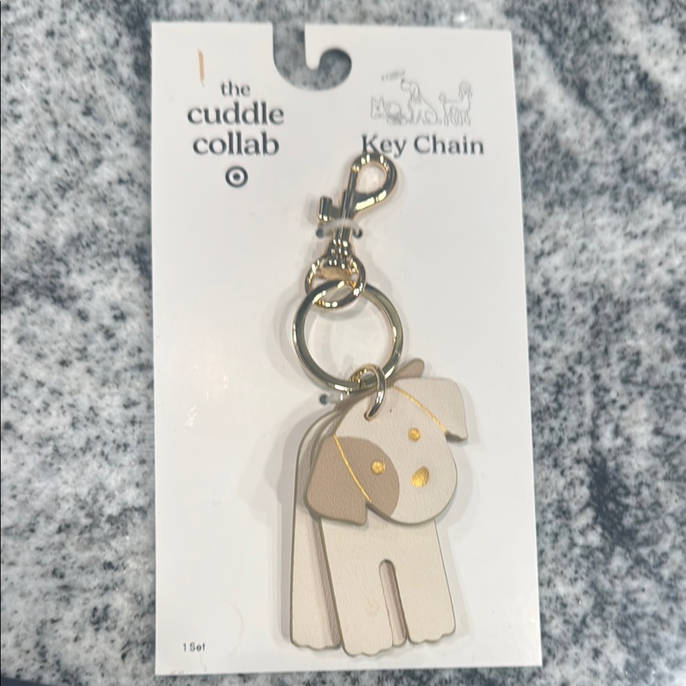 Dog Key Chain/Bag Charm - Cream and Gold